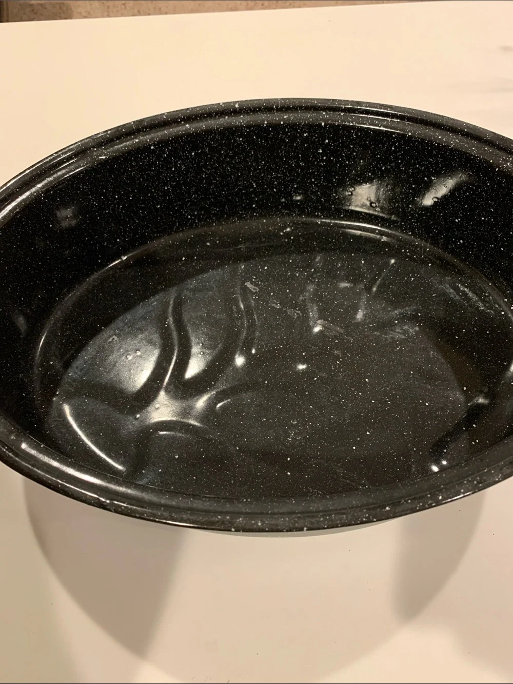 Black Speckled Enamel Roaster with Lid